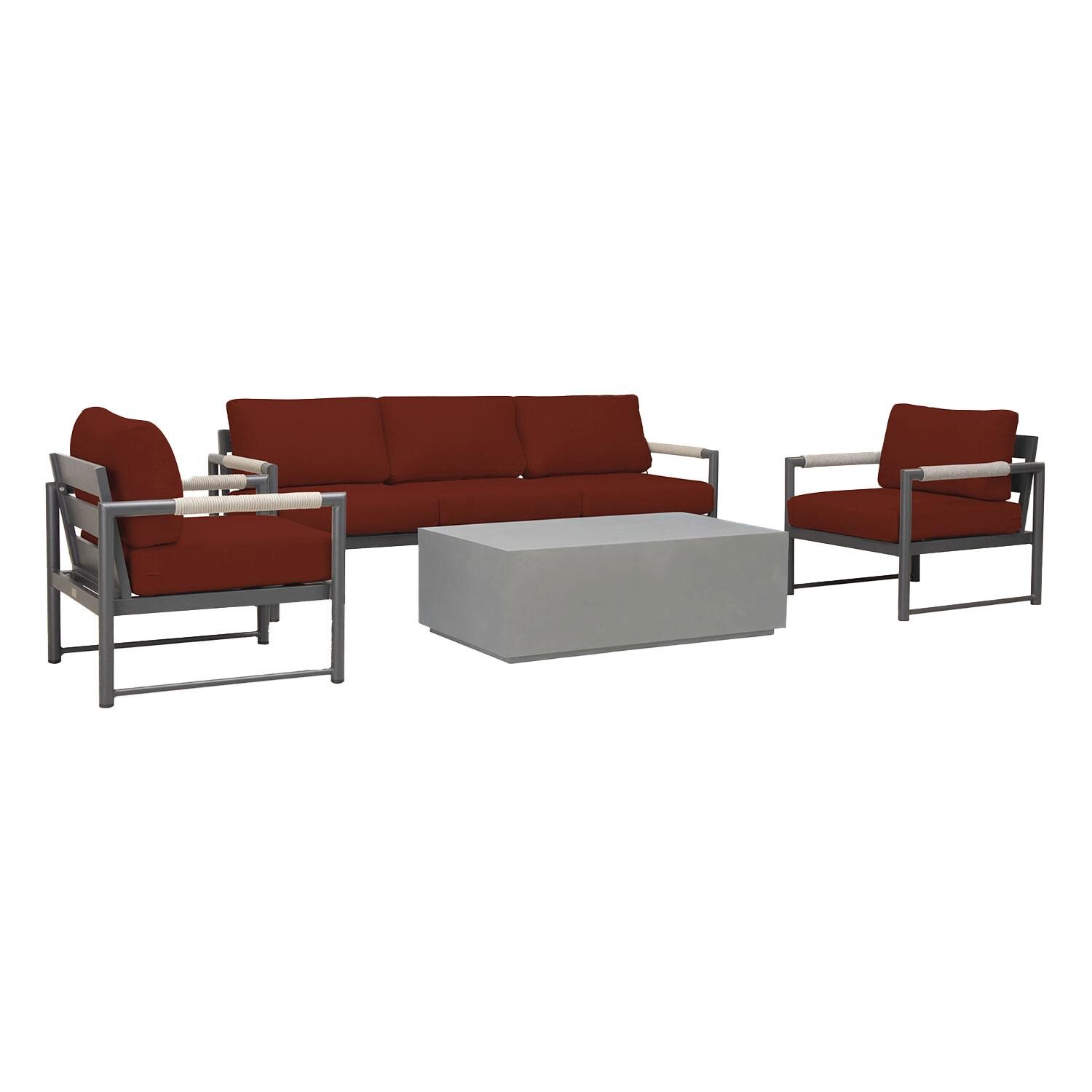 Lakeview AVEBAY-SL-PG-SET135-HN Avenue Bay Slate/Pebble Gray 4 Pc Sofa Set - Canvas Henna - Angled - White Background thumbnail