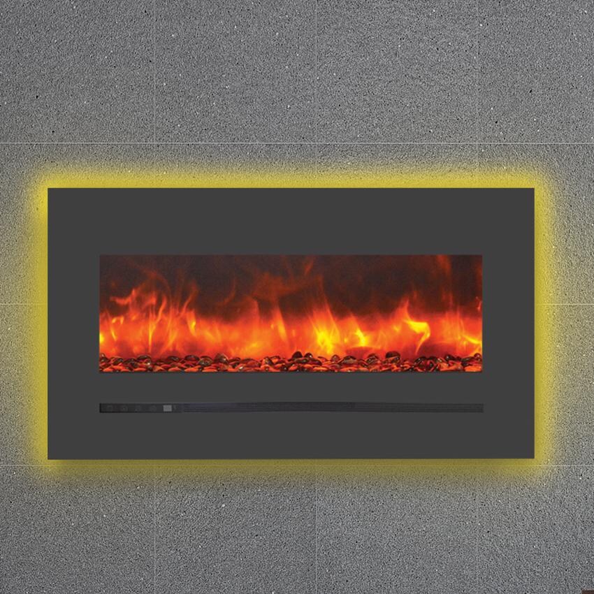 Sierra Flame by Amantii 34-inch Wall Mount/Flush Mount Electric Fireplace - Orange - Close Up thumbnail