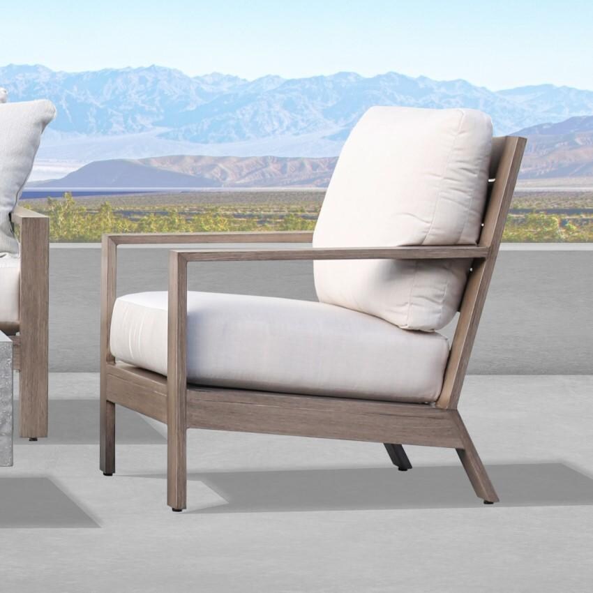 Laguna Aluminum Club Chair w/ No Welt in Driftwood/Canvas Natural by Sunset West - Chair Side View - Lifestyle thumbnail