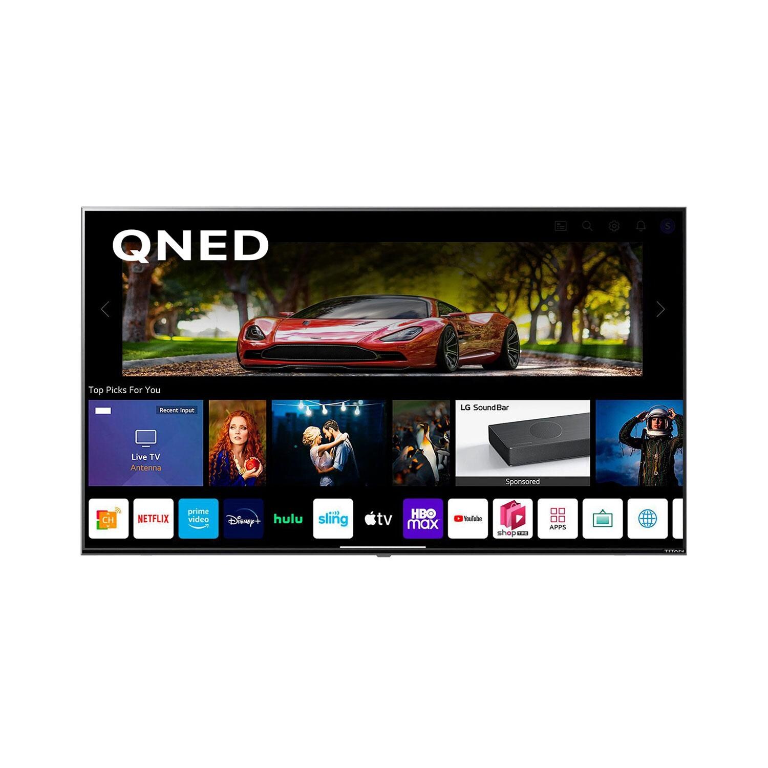Titan QNED Series 65 Inch Full Sun 4K QNED Smart Outdoor TV - Apps - White Background thumbnail