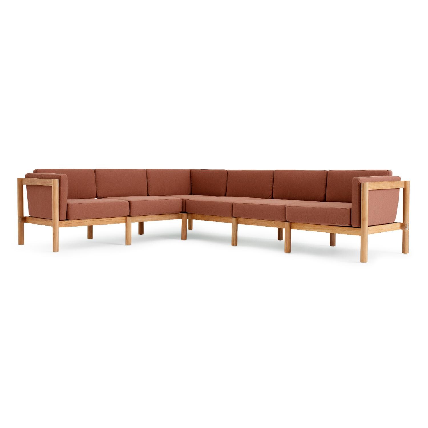 Neighbor 6 Piece Sectional W/ Sunbrella Cushion Arms - Sunbrella Rust