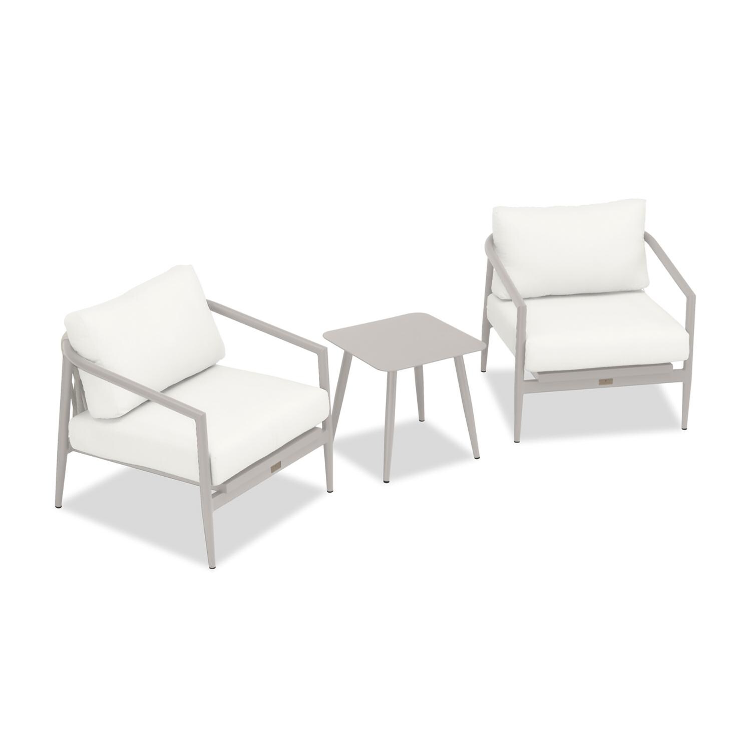 Lakeview Midnight Cove 3 Pc Aluminum Club Chair Seating Set in Urban Stone/Carrera/Canvas Natural - Top - White Background thumbnail