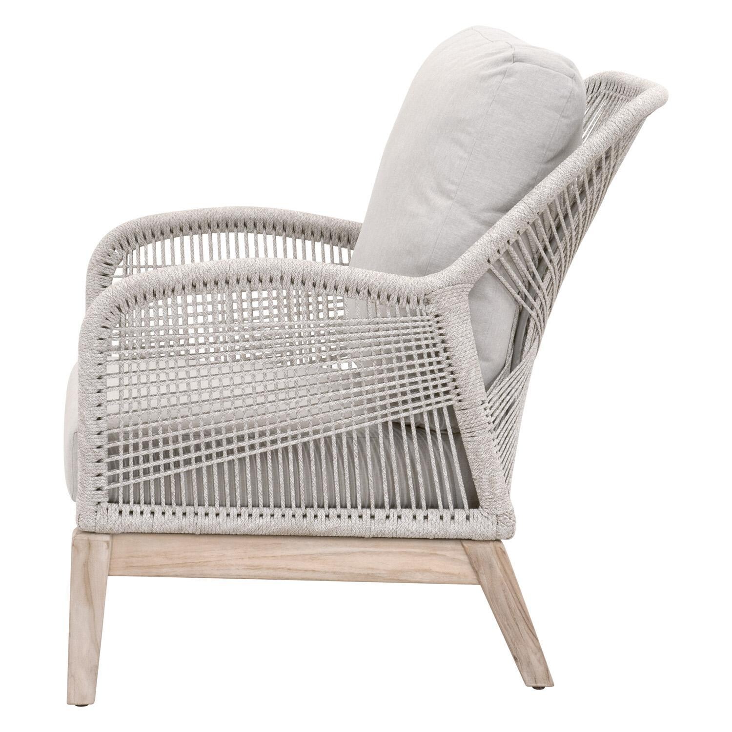 Lakeview Peninsula Way Woven Rope Club Chair in Taupe & White - Side View thumbnail
