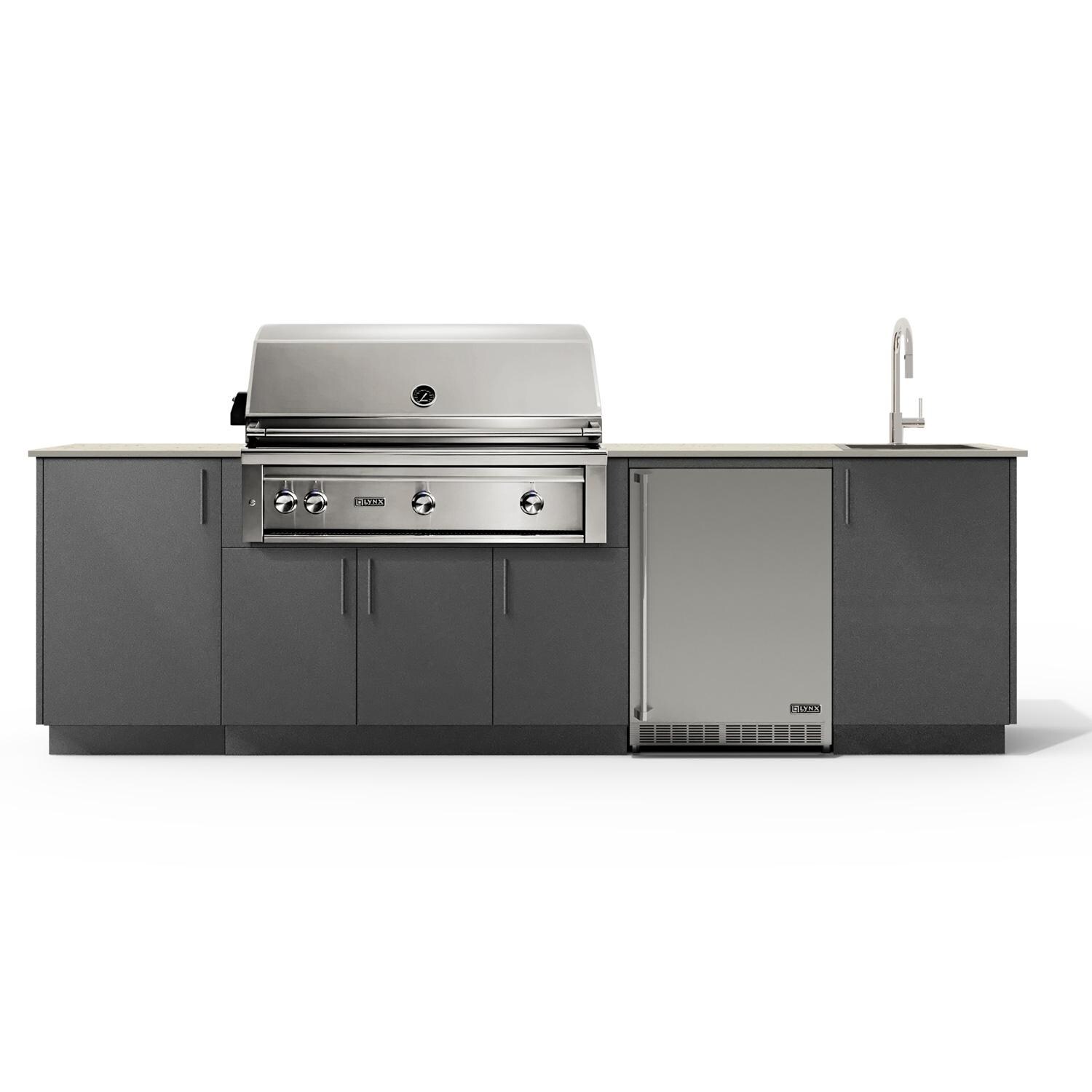 Urban Bonfire B-Cove-42-Lynx-Danae-Anthracite Cove 42 Outdoor Kitchen w/ Lynx Natural Gas Grill, Sink, Refrigerator, Danae Countertop & Anthracite Finish thumbnail