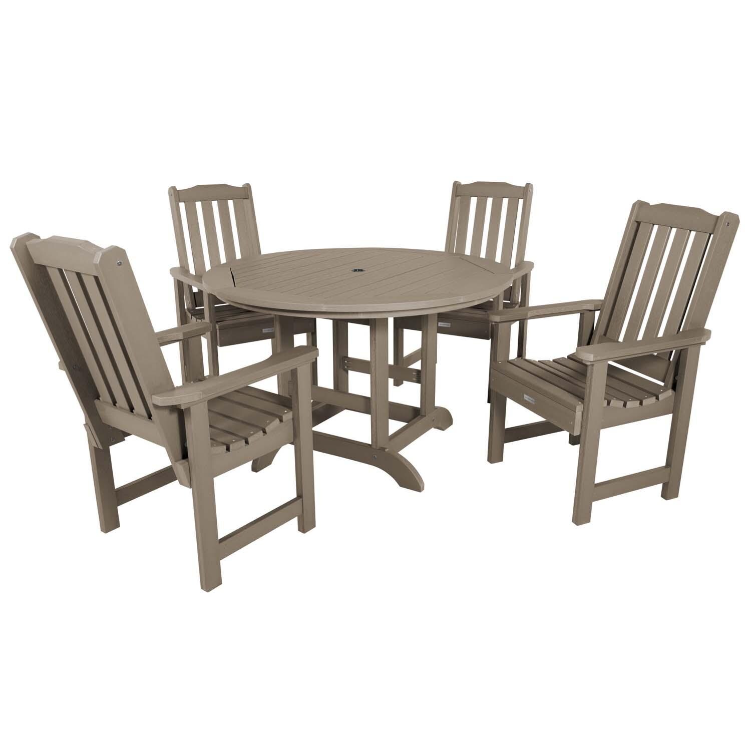 Hart Lane 5 Pc Set Recycled Plastic Dining Set In Woodland Brown By Lakeview - White Background thumbnail