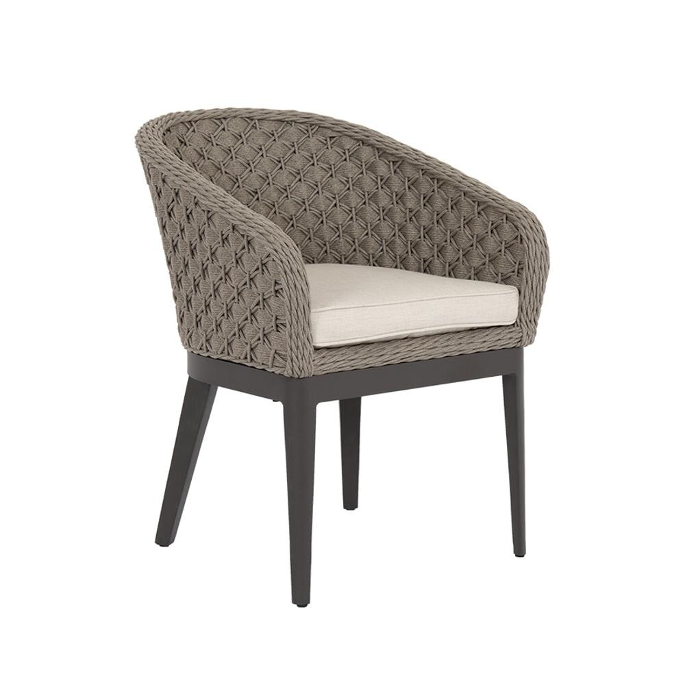 Sunset West - 4501-1-57005 - Marbella Rope & Aluminum Patio Dining Chair W/ Sunbrella Echo Ash Cushion thumbnail