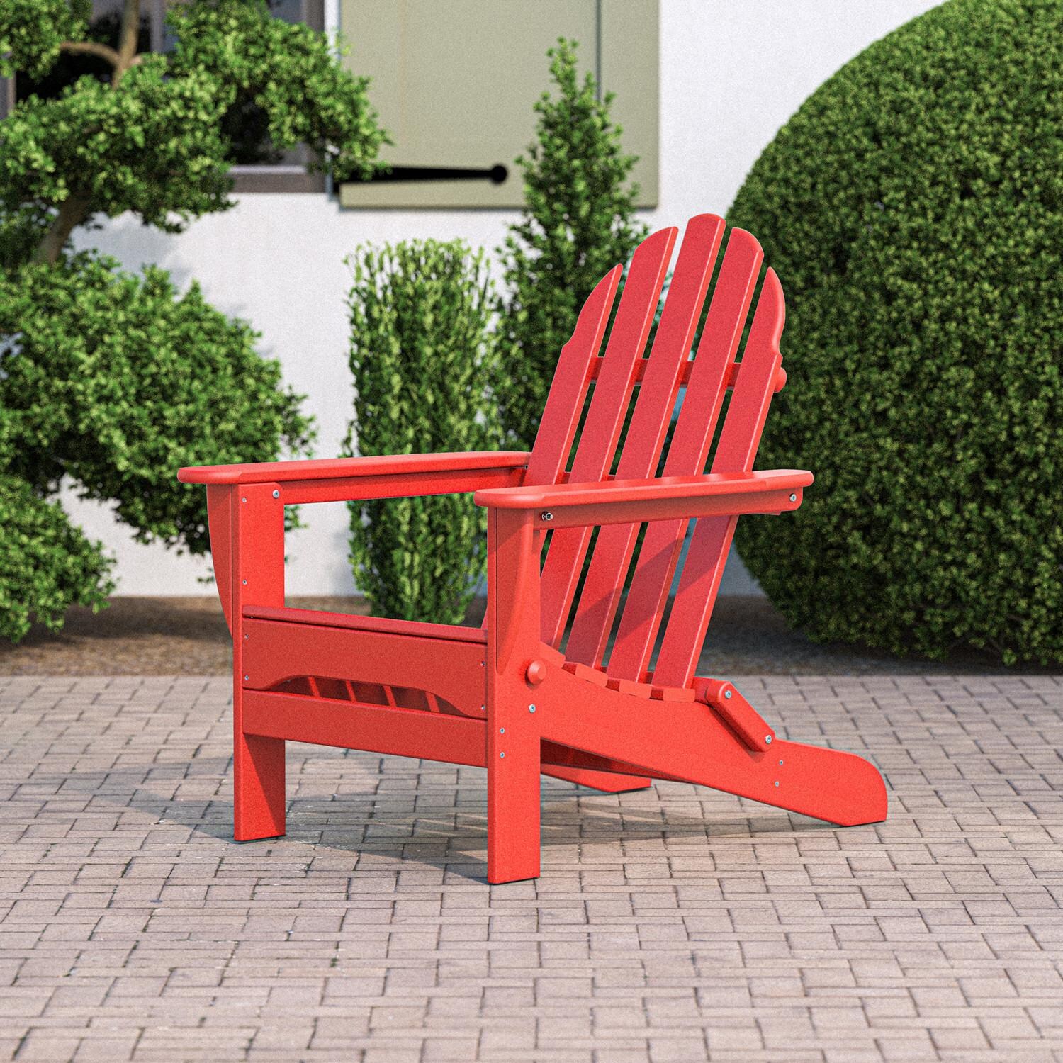 Classic Adirondack Recycled Plastic Folding Adirondack in Sunset Red by POLYWOOD