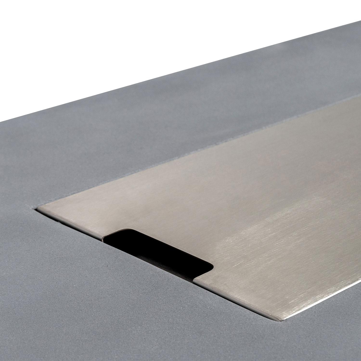 Glenwood 55-in Rectangular Concrete Propane Fire Pit in Natural Gray by Lakeview Outdoor Designs - Burner Lid - Detail thumbnail