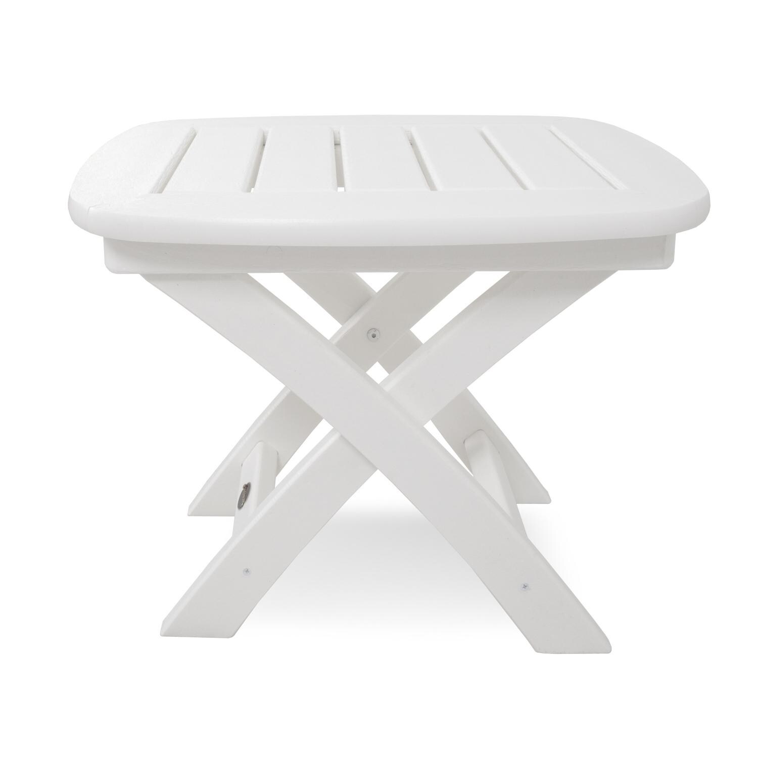 POLYWOOD Nautical 21 x 18 Inch Patio Side Table - White - Side View thumbnail