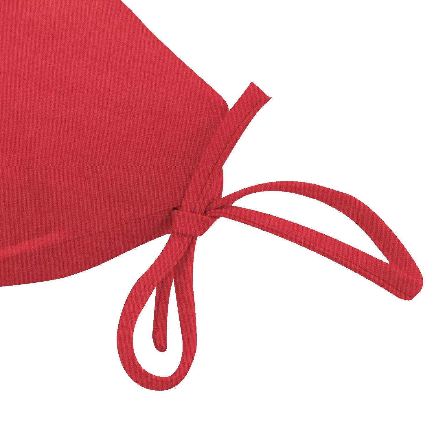 Sunbrella Canvas Jockey Red Extra Large Outdoor Replacement Seat Cushion By UltimatePatio.com - Tie Detail