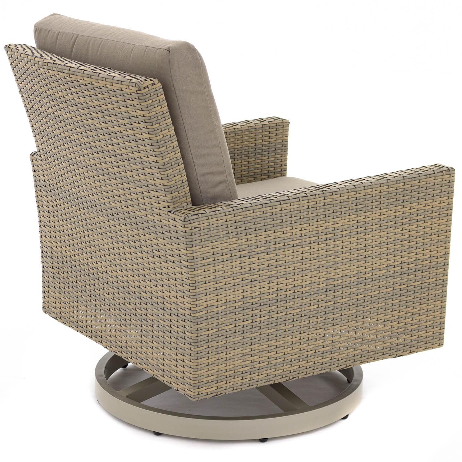 Lafitte 5 Piece Wicker Patio Conversation Set - Swivel Club Chair Back View thumbnail