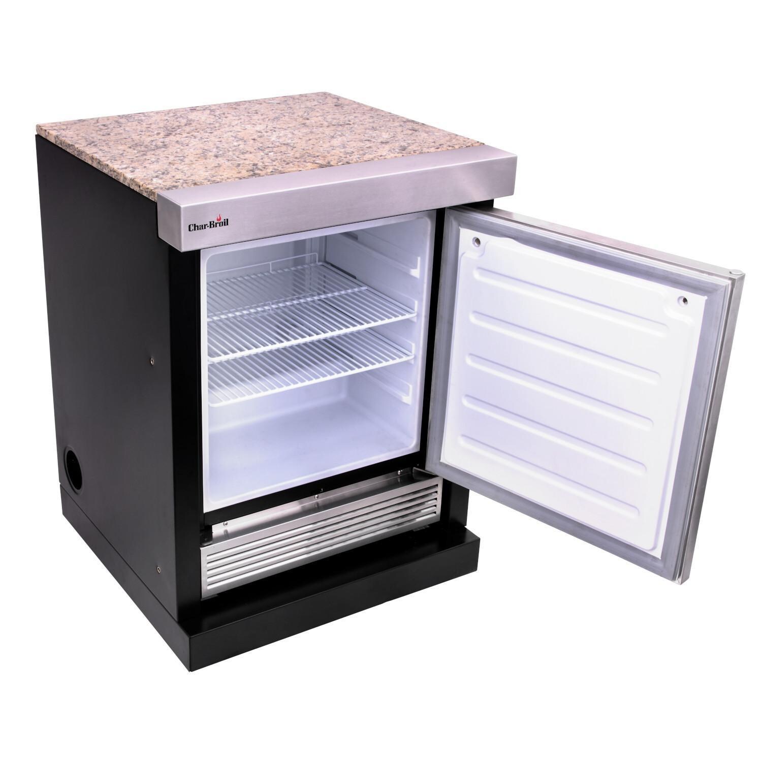 Charbroil 463246518 Medallion Series Modular Outdoor Kitchen Refrigerator - Open Angled View thumbnail