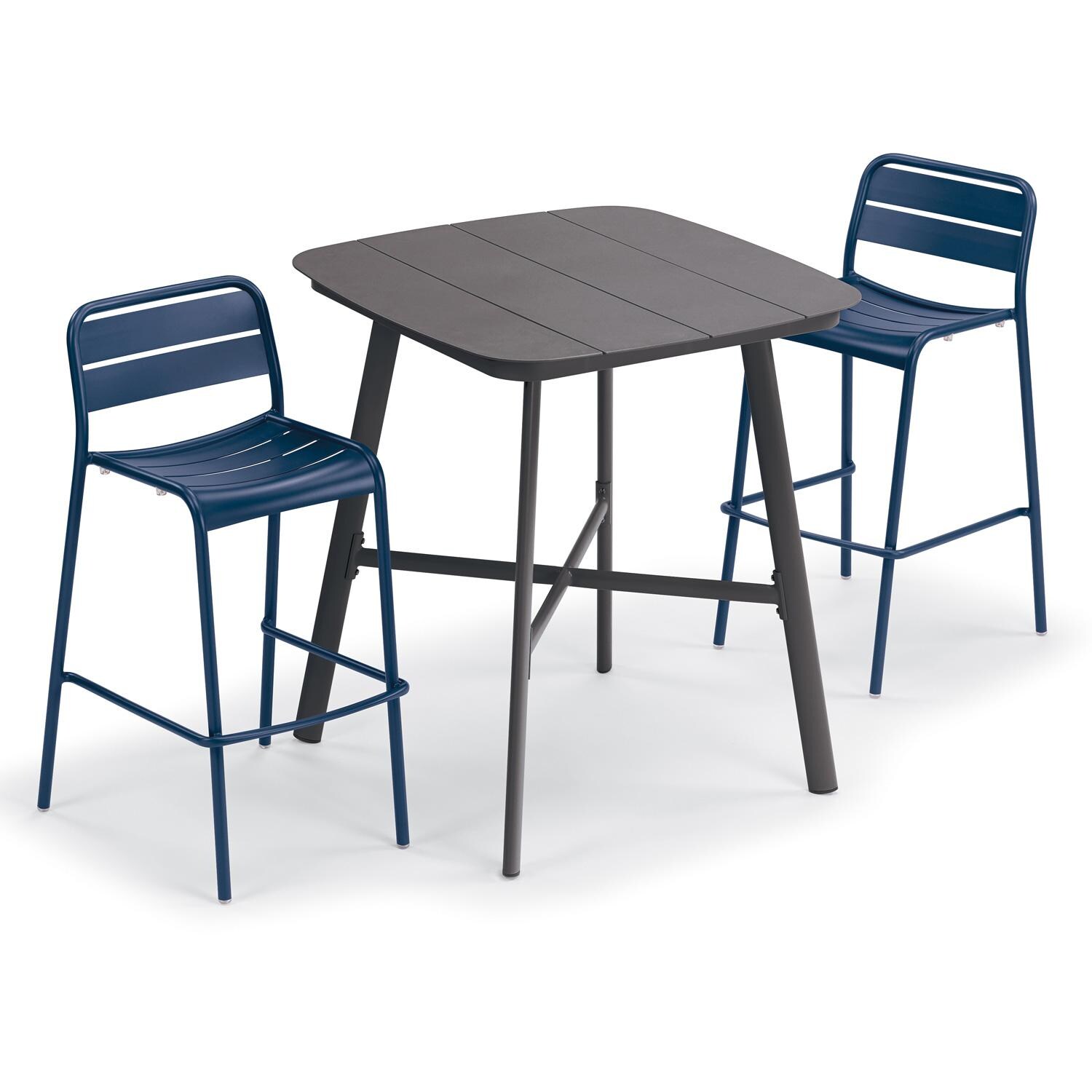 Oxford Garden Kapri 3 Pc Aluminum Bar Set in Carbon/Prussian - Front View thumbnail