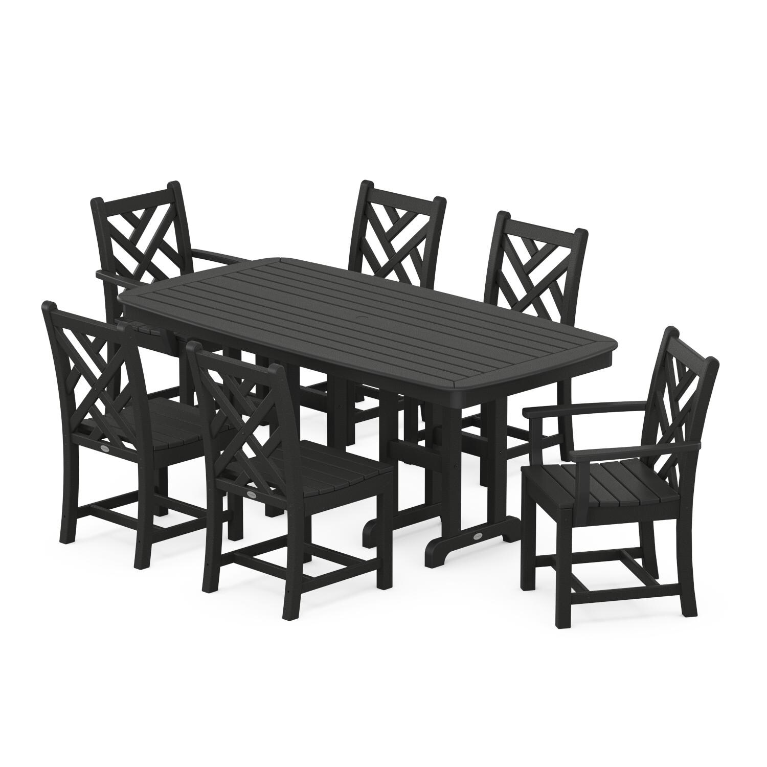 POLYWOOD 7-Piece Black Chippendale Dining Set thumbnail