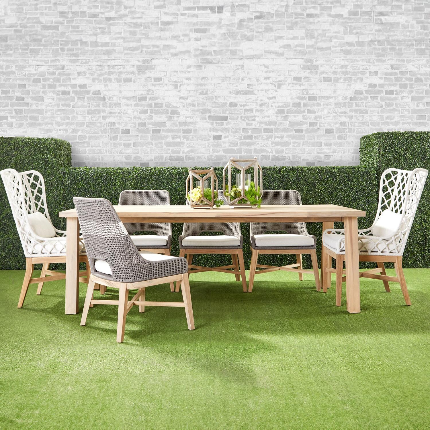 Costa Brook 7 Pc Teak Dining Set in White Speckle/Dove By Lakeview