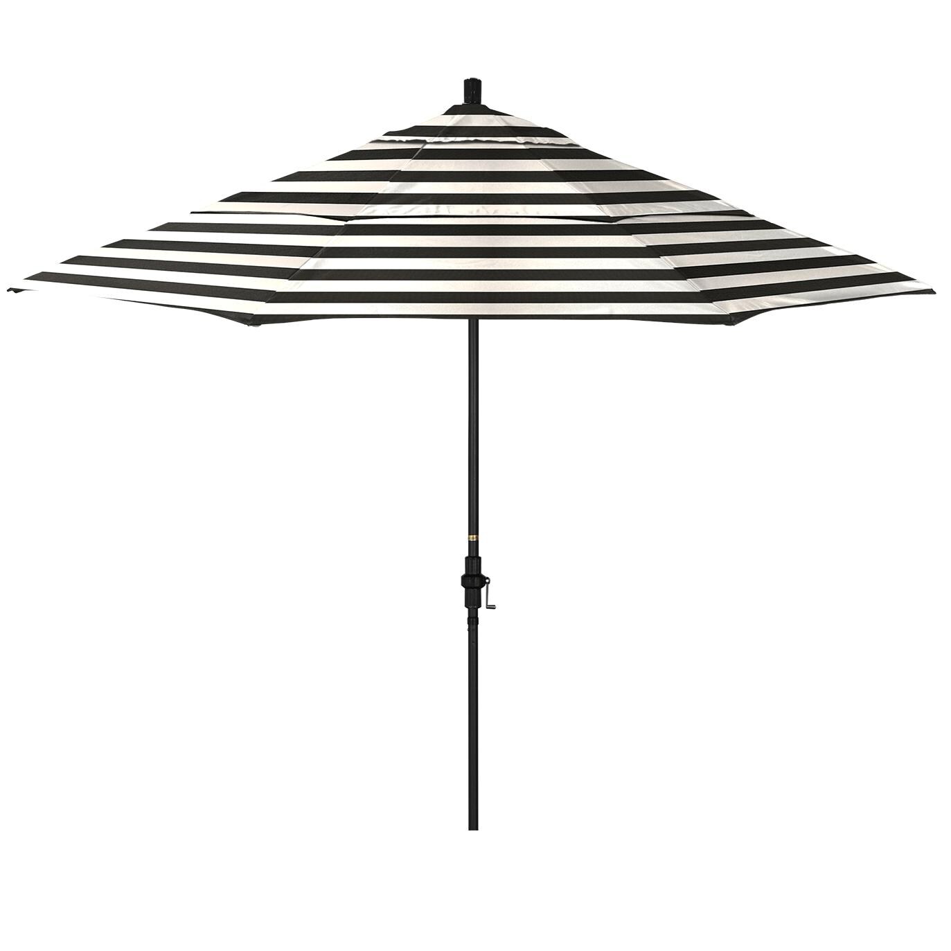 California Umbrella Sun Master Series 11 Ft Octagonal Aluminum Collar Tilt Patio Umbrella W/ Crank Lift, Fiberglass Ribs & Double Vent - Matted Black Frame / Sunbrella Cabana Classic Canopy image