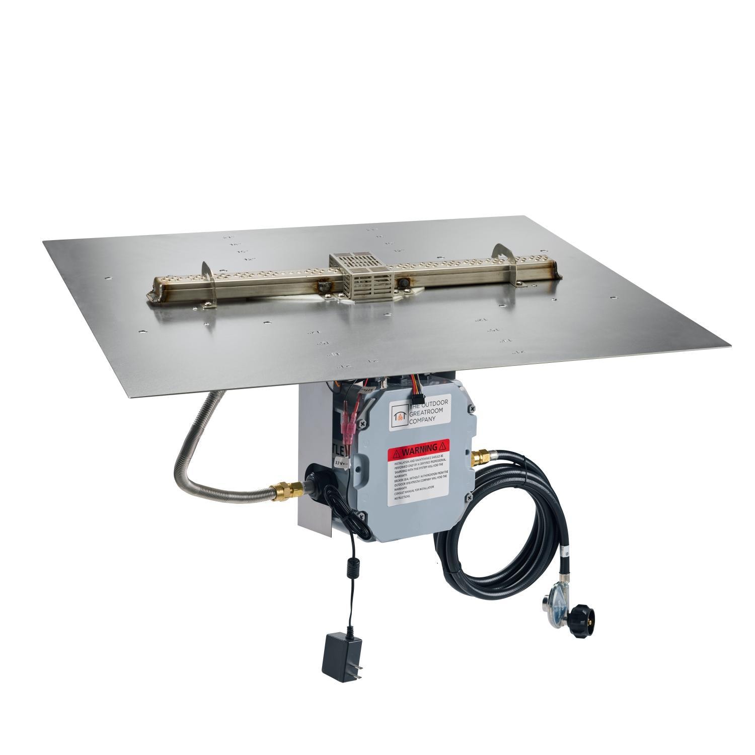 The Outdoor GreatRoom Company Crystal Fire Plus 24 X 24 Linear Electronic Ignition Propane Gas Fire Pit Burner Plate - BP2424DSILP-B