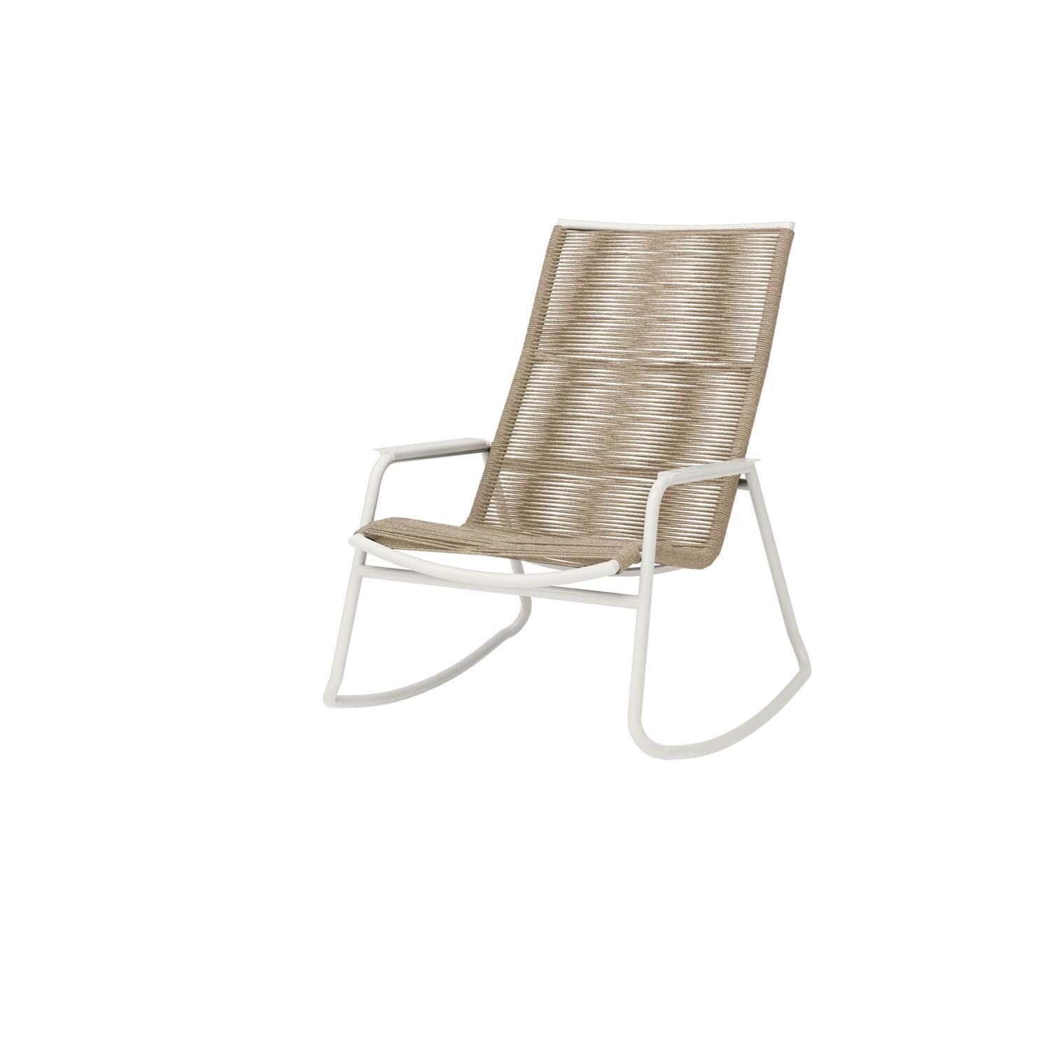 Cabana Wicker High Back Rocking Club Chair in Barley/Bone By Ebel - White Background thumbnail