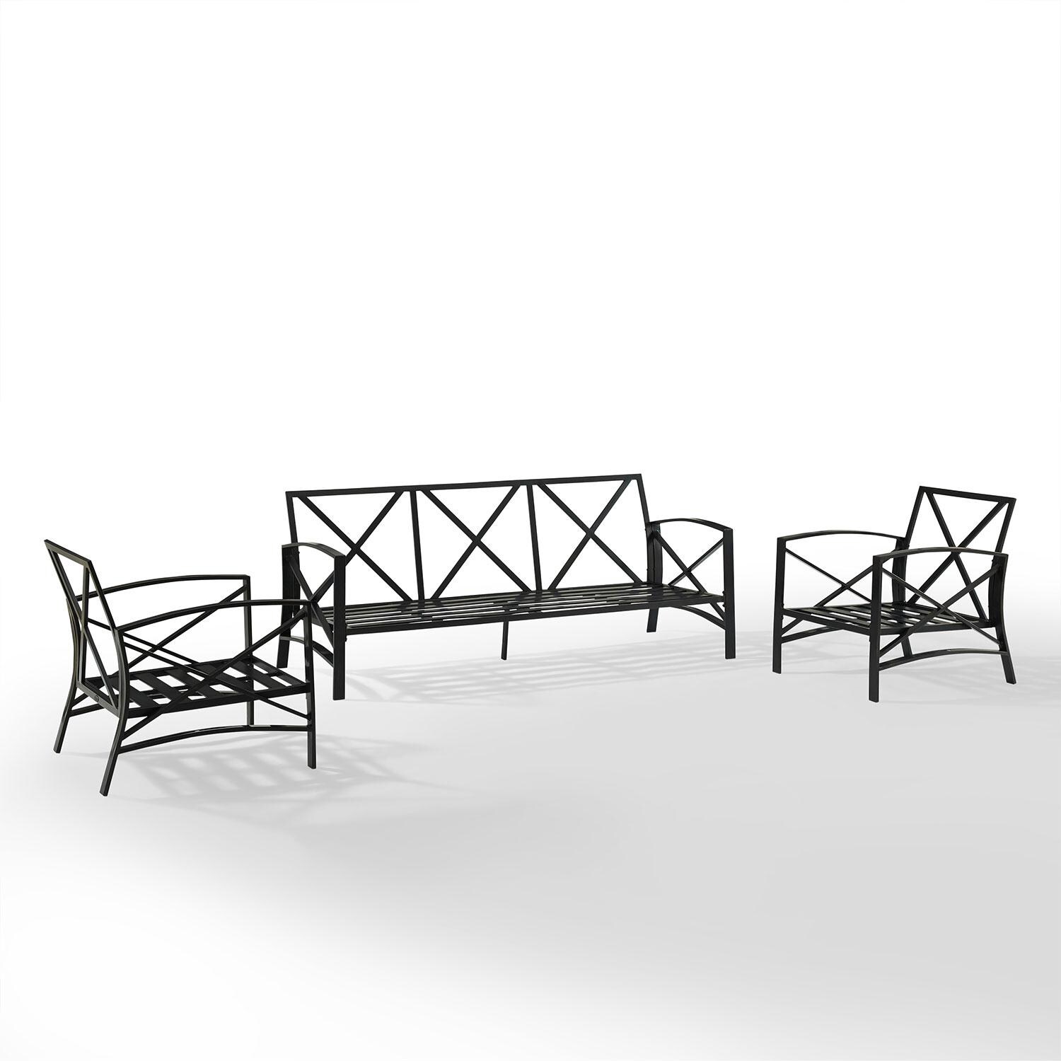 Ultimate Patio UP-82263BZ-MI 3Pc Outdoor Sofa Patio Furniture Set in Mist - Cushions Removed - White Background thumbnail