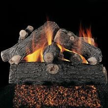 Rasmussen 18-Inch Prestige Oak See-Thru Gas Log Set With Vented Natural Gas Custom Pan Burner - Match Light image