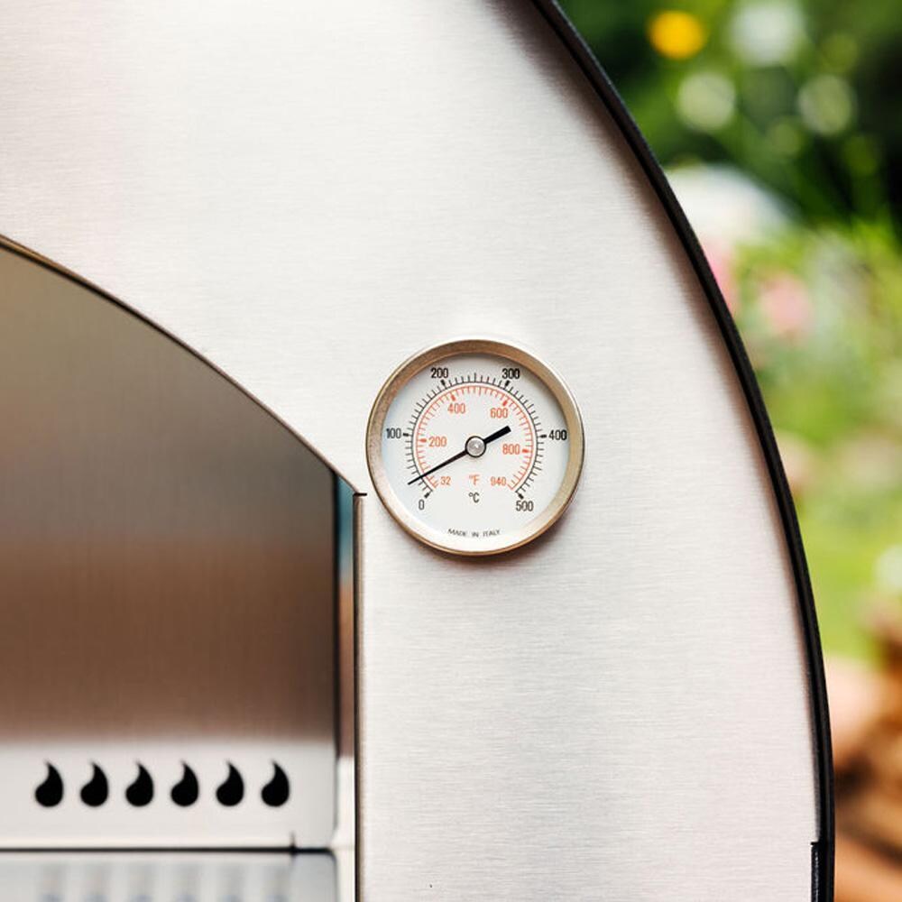 Fontana Forni FTNAP-H-S + PTCART_M Napoli Hybrid Pizza Oven on Cart - Stainless Steel - Temperature Gauge - Detail thumbnail