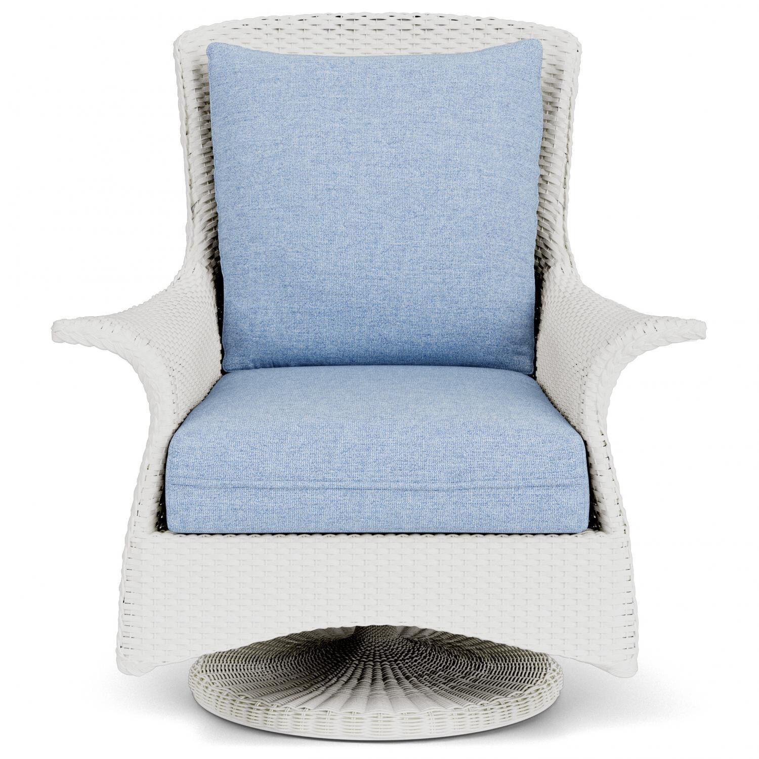 Lloyd Flanders Mandalay Swivel Rocker Lounge Chair in Matte White Finish with Demo Skyway fabric thumbnail