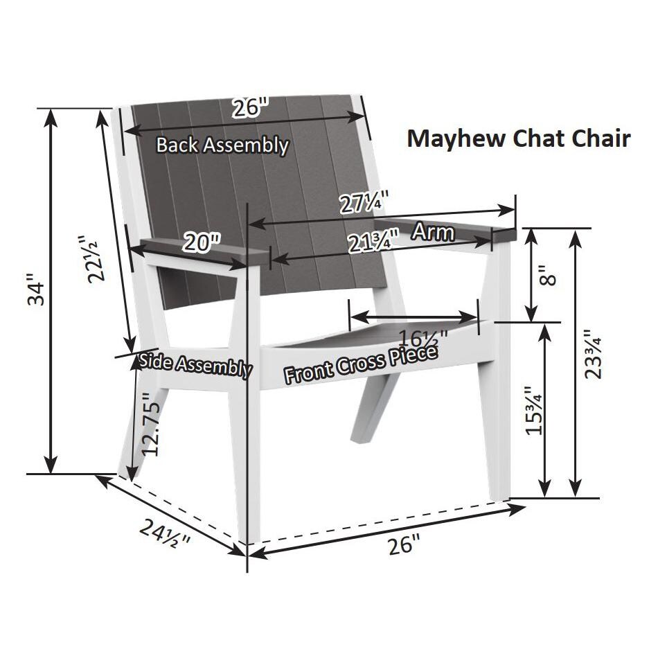 Berlin Gardens Mayhew Chat Chair - Light Gray - Dimensions thumbnail