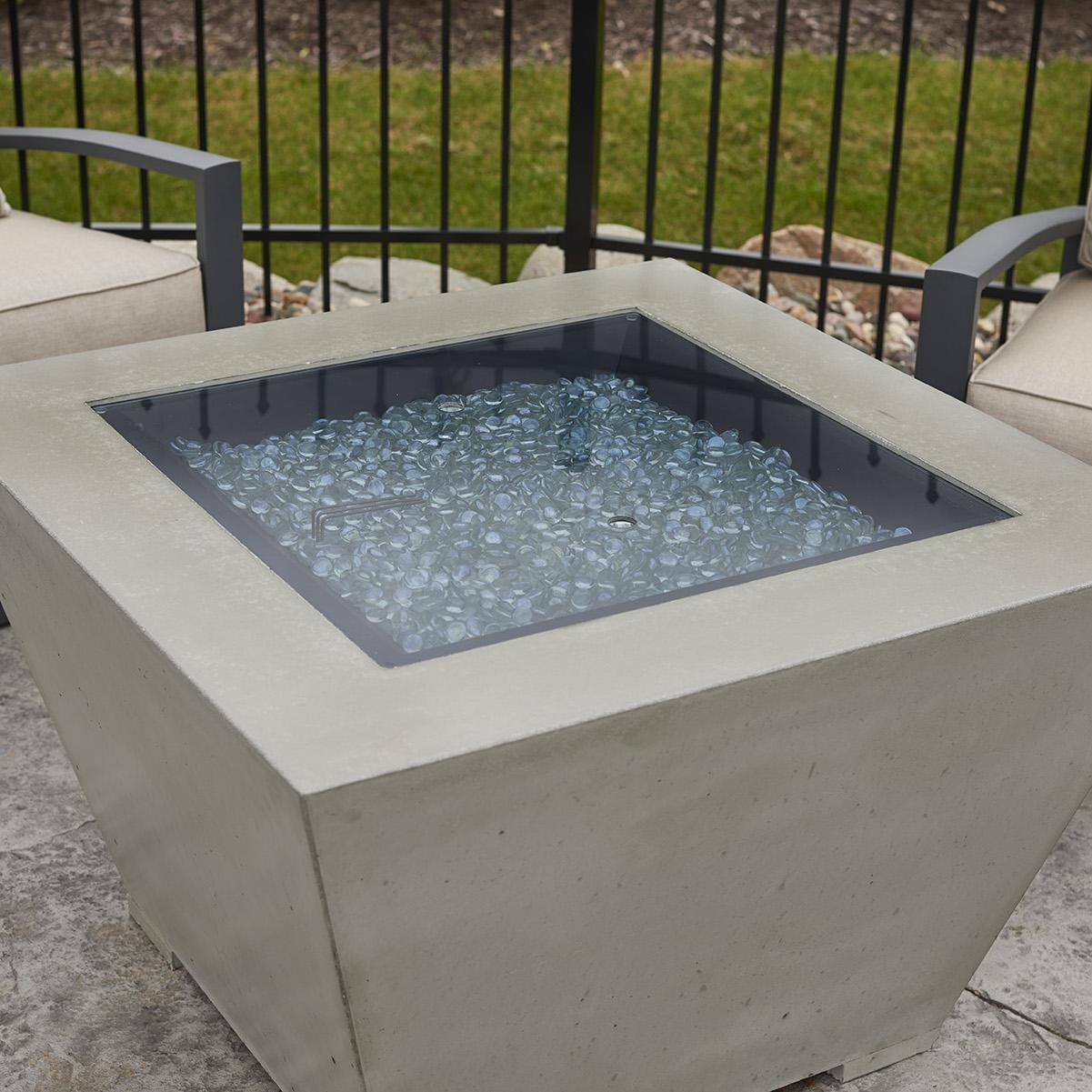 Cove 37 Inch Direct Spark Ignition Square GFRC Concrete Propane Fire Bowl in Natural Gray By The Outdoor GreatRoom Company - Cover - Detail thumbnail