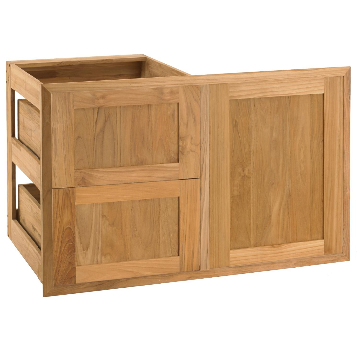 Pacific Teak CO21-35S | Shaker 35-Inch Teak Wood Access Door and Double Drawer Combo thumbnail