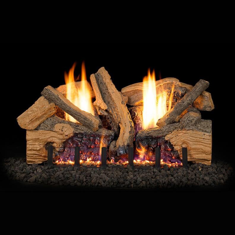 Peterson Real Fyre 30-Inch Foothill Split Oak Gas Log Set With Vent-Free Natural Gas ANSI Certified G19A Burner - Basic On/Off Remote image