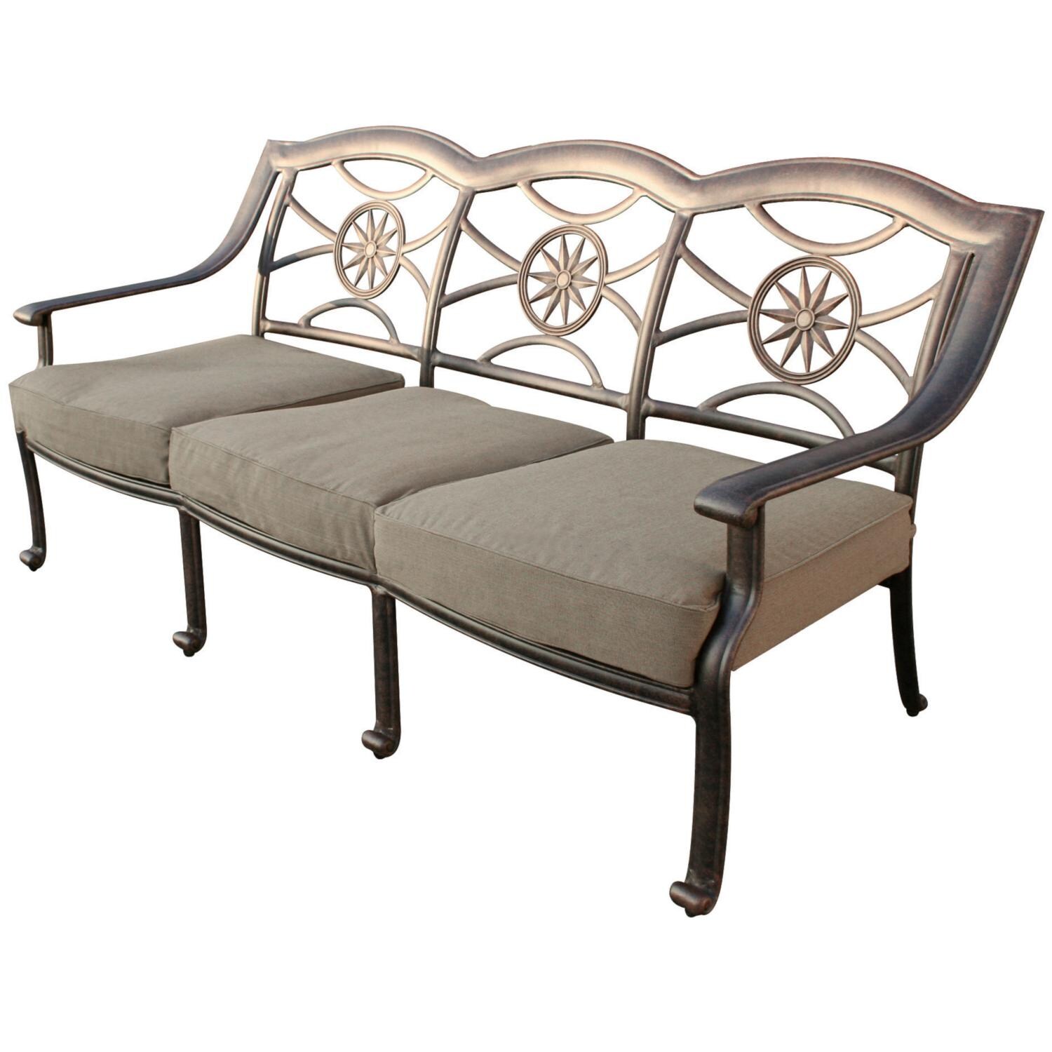 Darlee DL506-6PC-30ABP Ten Star 6 Piece Cast Aluminum Patio Conversation Set W/ Sesame Cushions - Sofa thumbnail