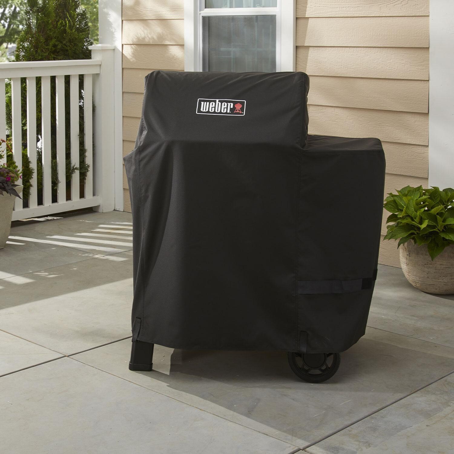 Weber 3400145 Grill Cover for Searwood 600 Pellet Grill - In Use - Lifestyle thumbnail