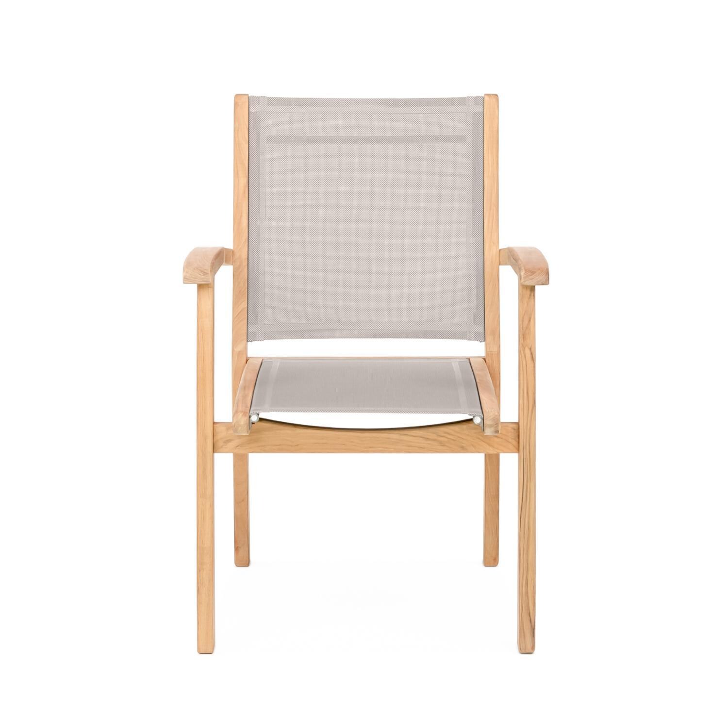 Cayman Sling Stacking Chair in Taupe By Teak + Table