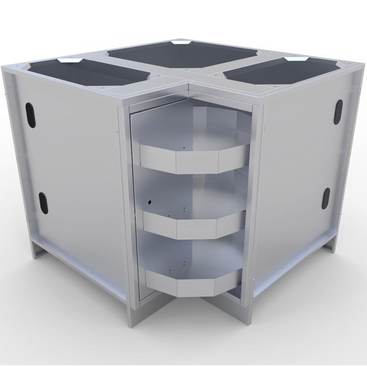 Sunstone SBC12SLS Outdoor Kitchen 90 Degree Corner Island Cabinet w/ Lazy Susan Shelves - Cabinet Door Rotates For Access To Lazy Susan Shelves - White Background thumbnail