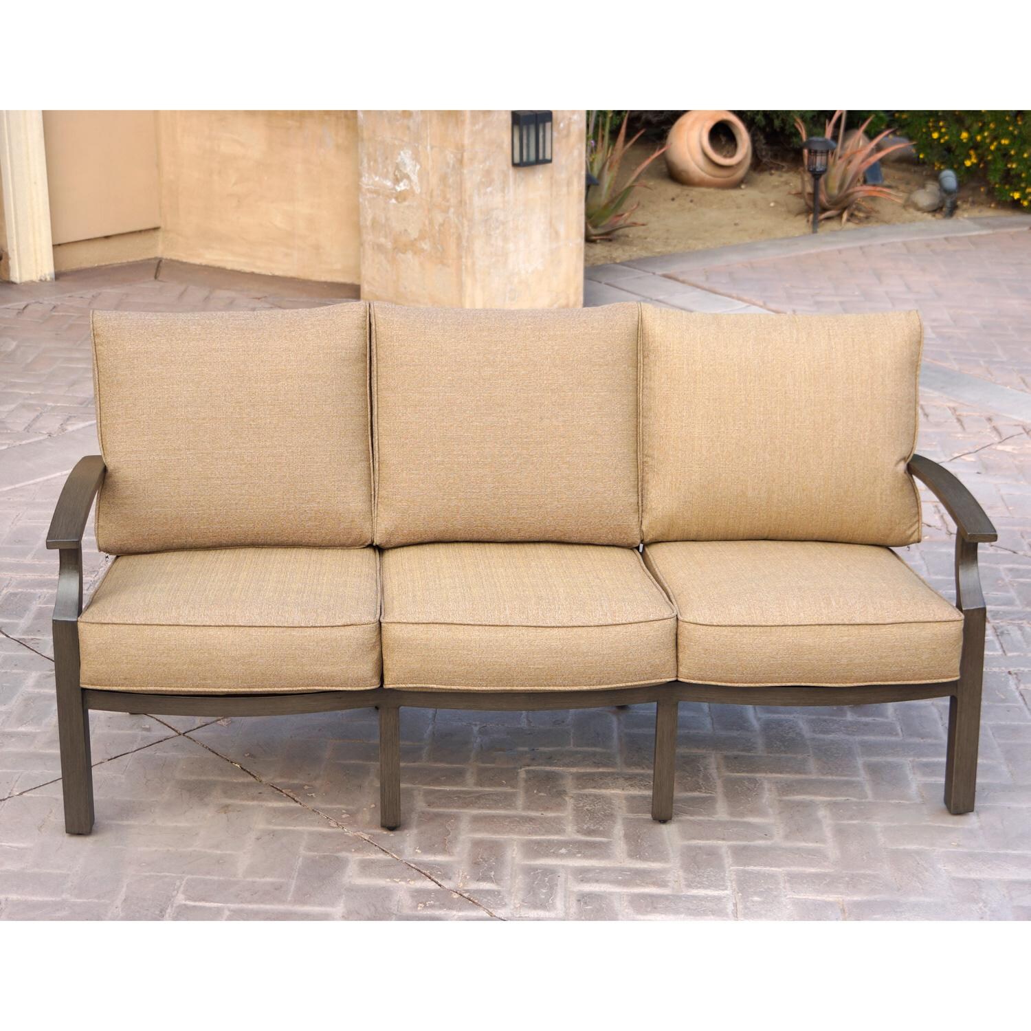 Darlee Brooklyn 4 Piece Patio Conversation Set W/ 43 X 21-Inch Rectangular Coffee Table & Sesame Cushions - Couch Only thumbnail