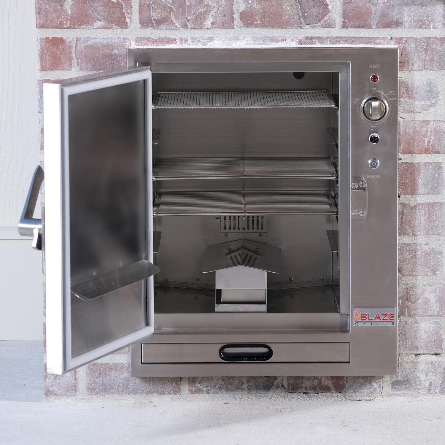 Blaze BLZ-26-ELSMK 26-Inch Built-In Electric Smoker - Installed - Open View thumbnail