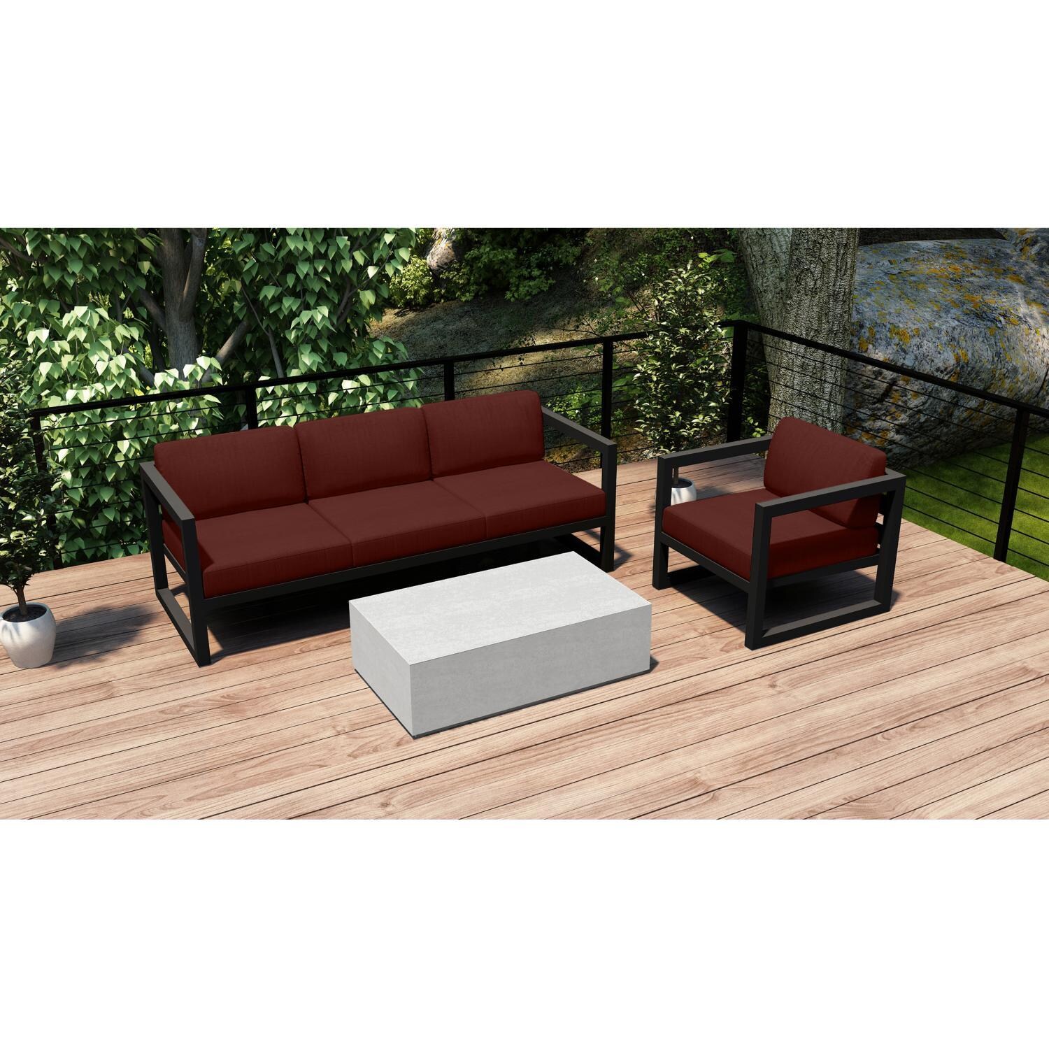 Misty Cove 3 Pc Seating Set in Slate w/Coffee Table & Canvas Henna Cushions by Lakeview - On Deck thumbnail