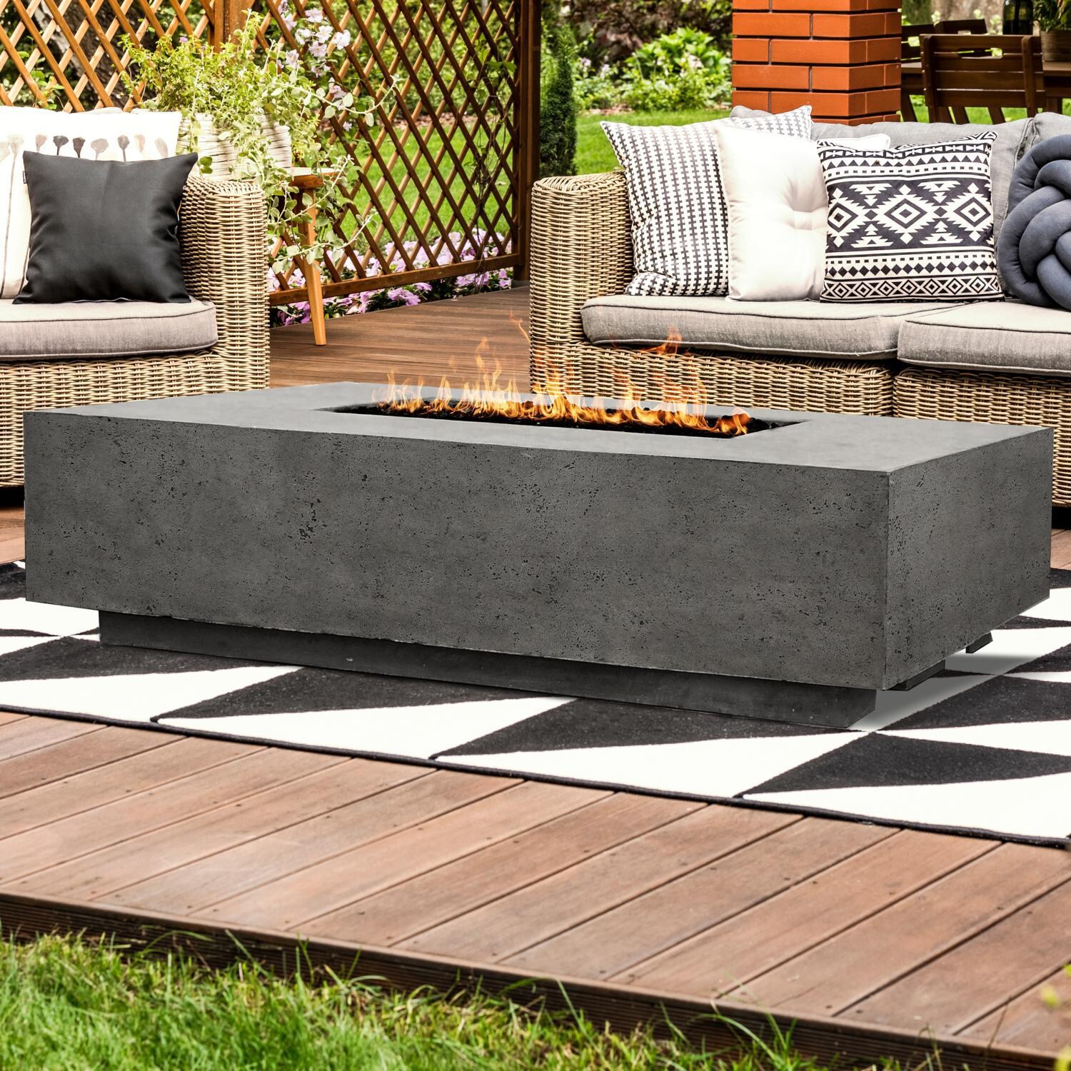 Prism Hardscapes Tavola 4 66-Inch Natural Gas Rectangle Fire Pit Table - Pewter - PH-408-4NG image