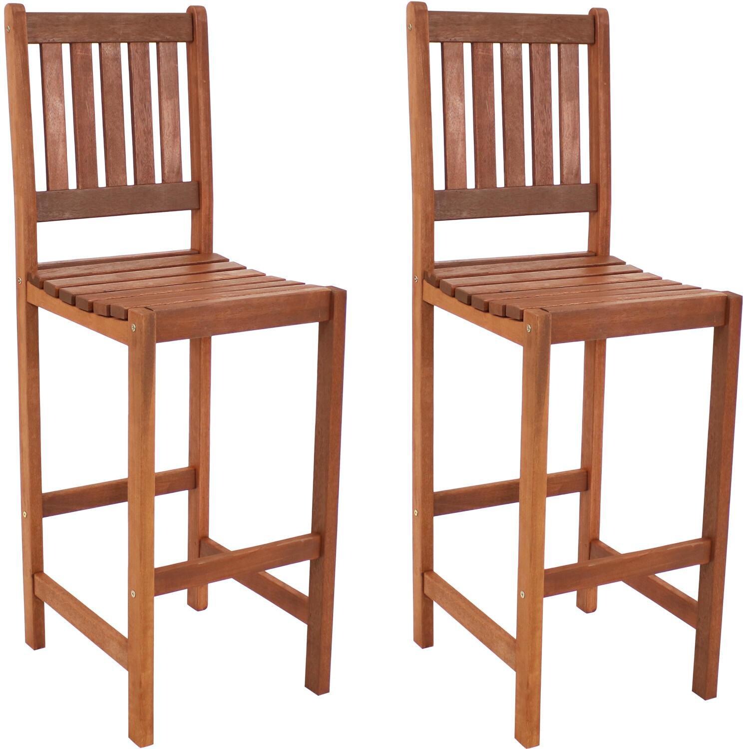 Ultimate Patio 2 Piece Meranti Wood Bar Height Chair Set W/ Teak Oil Finish - Angled View thumbnail