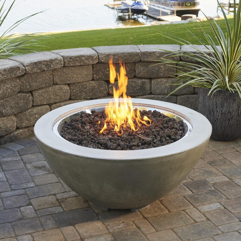 Lakeview Outdoor Designs CV-30 + KV-CP-BLK Cove 30-Inch Round Gas Fire Pit Bowl - Lifestyle - Flame - Lava rock pictured sold separately thumbnail