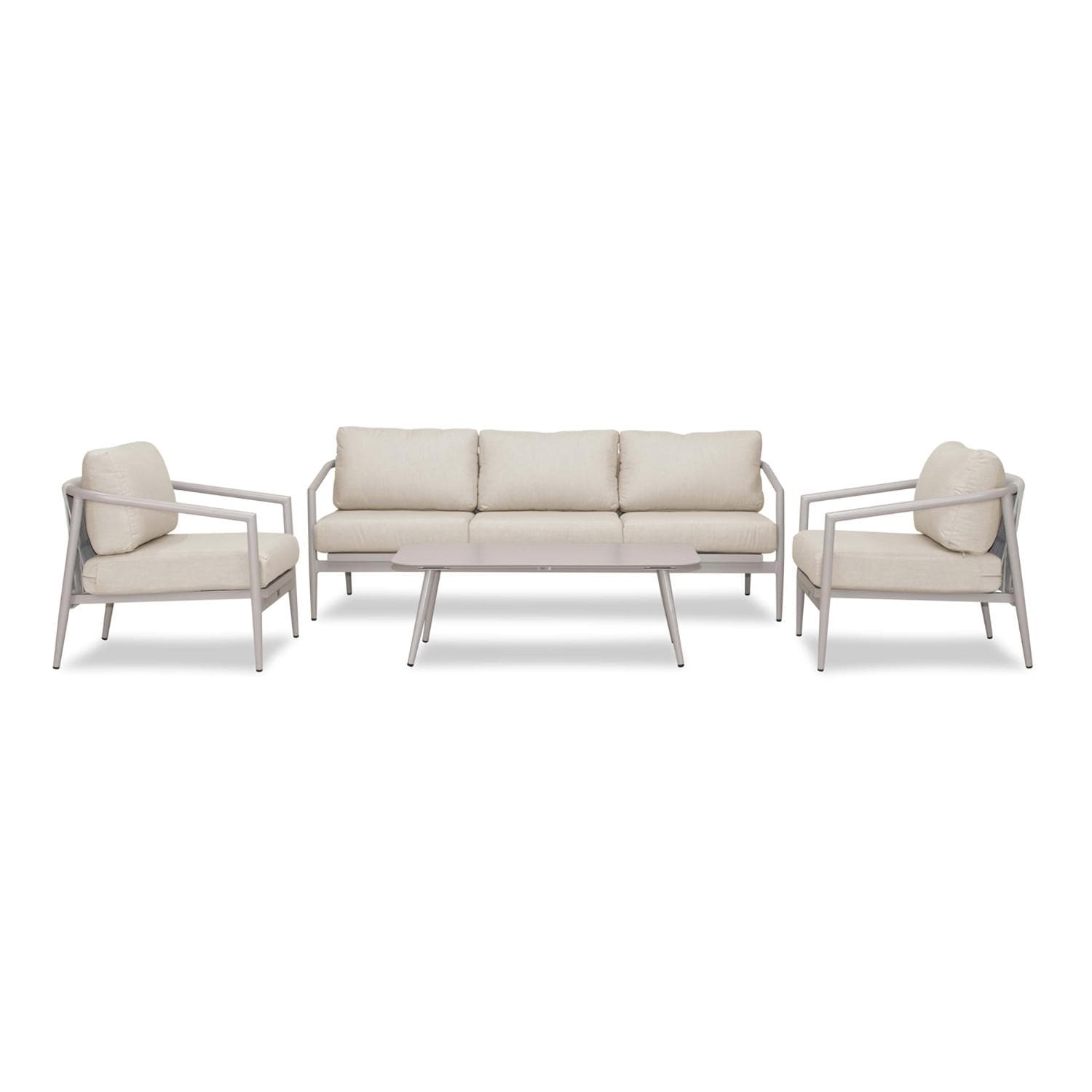 Lakeview Midnight Cove 4 Pc Aluminum Sofa Seating Set in Urban Stone/Carrera/Cast Silver - Front - White Background thumbnail