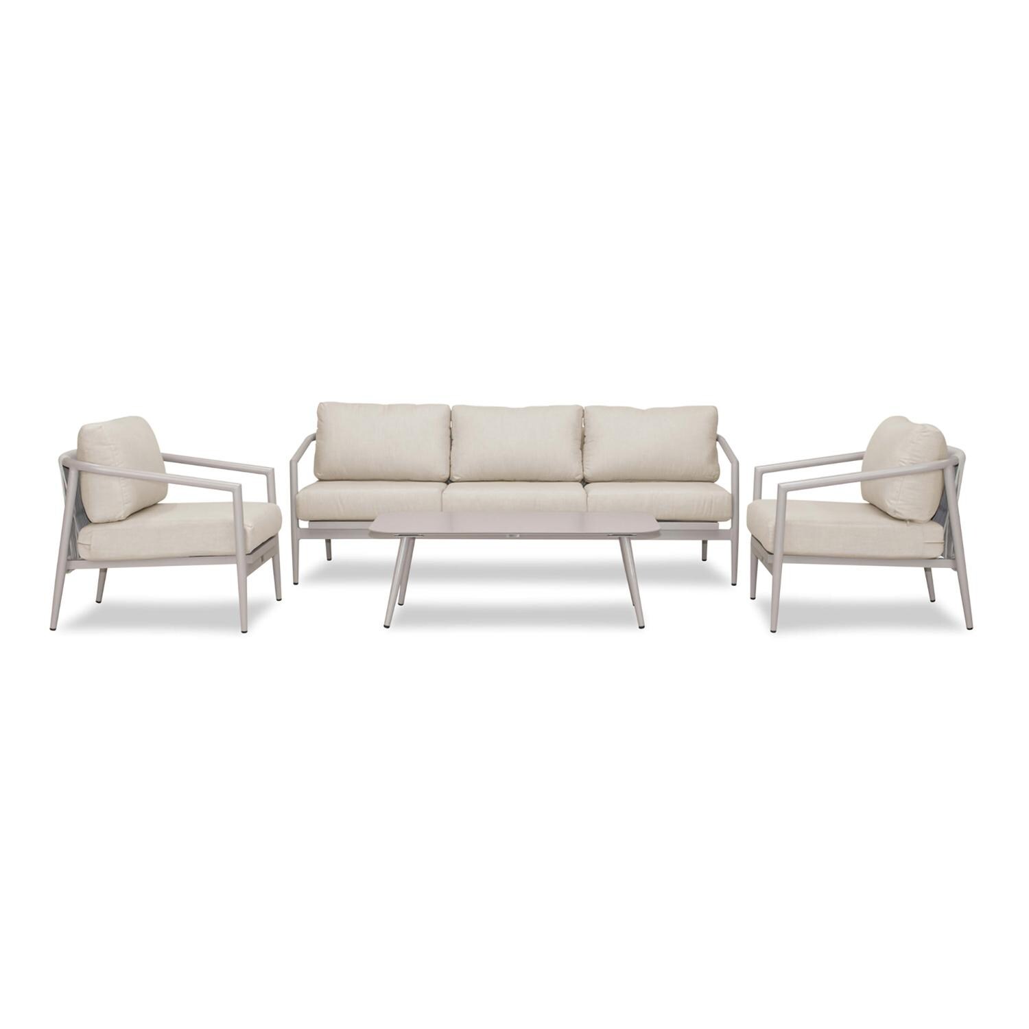 Lakeview Midnight Cove 4 Pc Aluminum Sofa Seating Set in Urban Stone/Carrera/Cast Silver - Front - White Background thumbnail