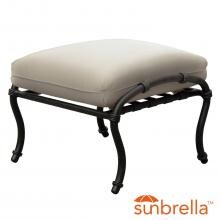 Elysian Aluminum Patio Ottoman W/ Sunbrella Canvas Antique Beige Cushion By Lakeview Outdoor Designs image