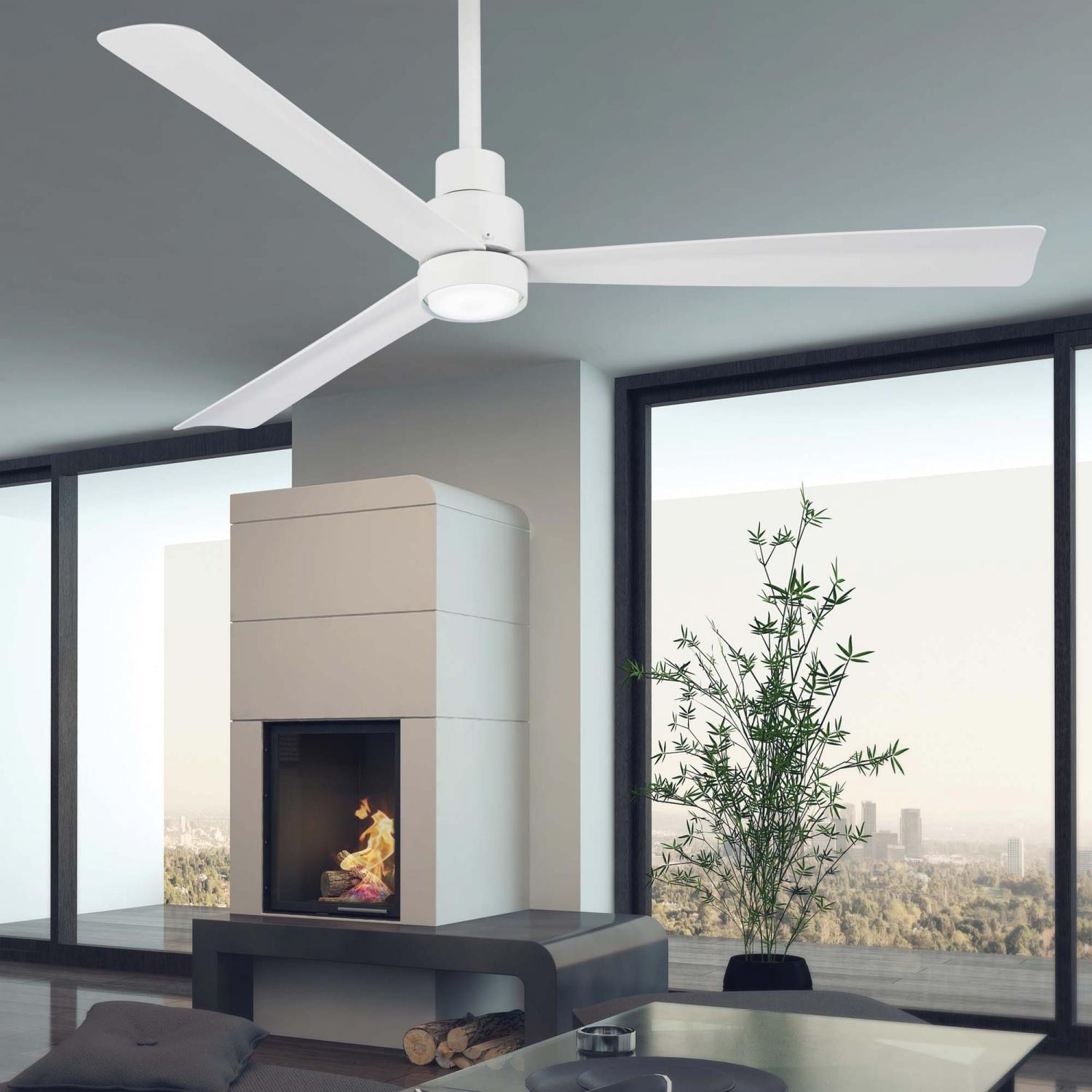 Minka-Aire F787-WHF Simple 52-Inch 3-Blade Ceiling Fan in Flat White Finish w/ Flat White Blades - Lifestyle thumbnail