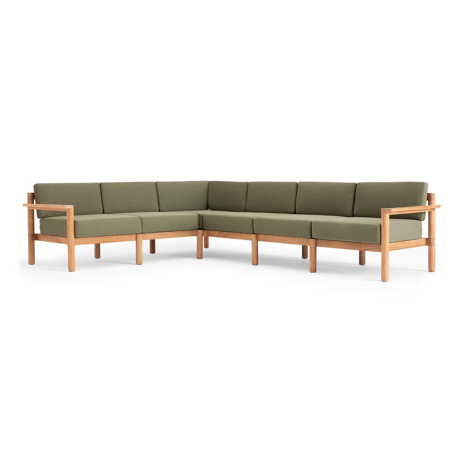 Neighbor 6 Piece Sectional W/ Teak Arms - Sunbrella Leaf image