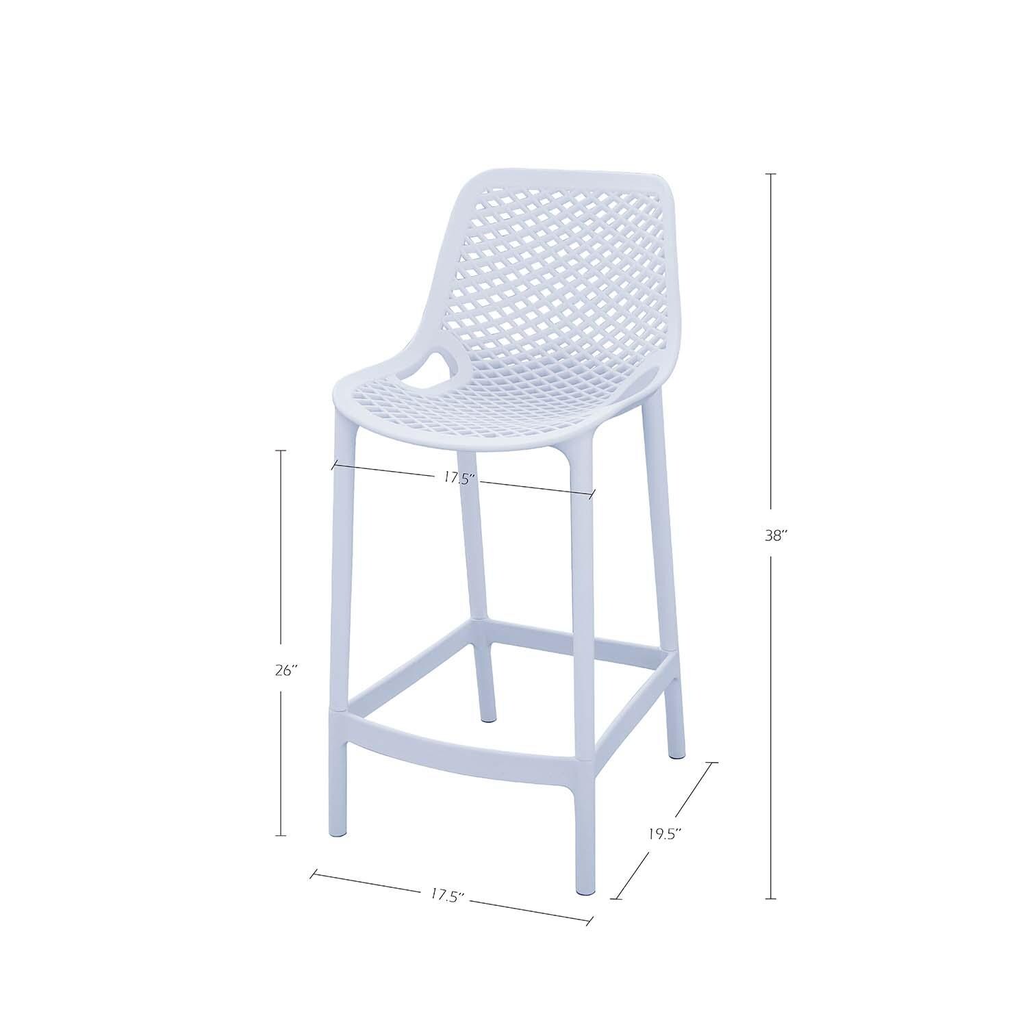 All Space Polyresin Counter Height Bar Stool Set of 4 in Snow By Darlee - Dimensional thumbnail