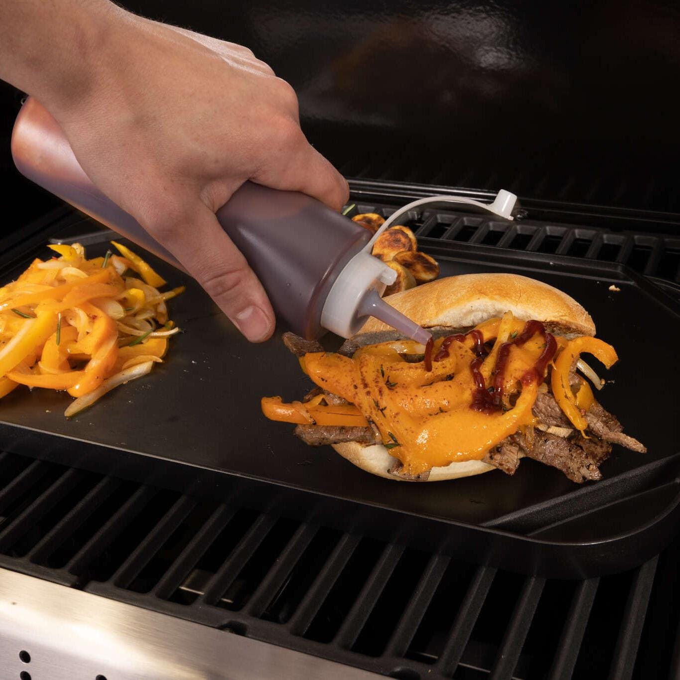 Broil King Flat Top/ Griddle Cooking Set - 5 Pc - 49005 - Sauce Bottle - Lifestyle thumbnail