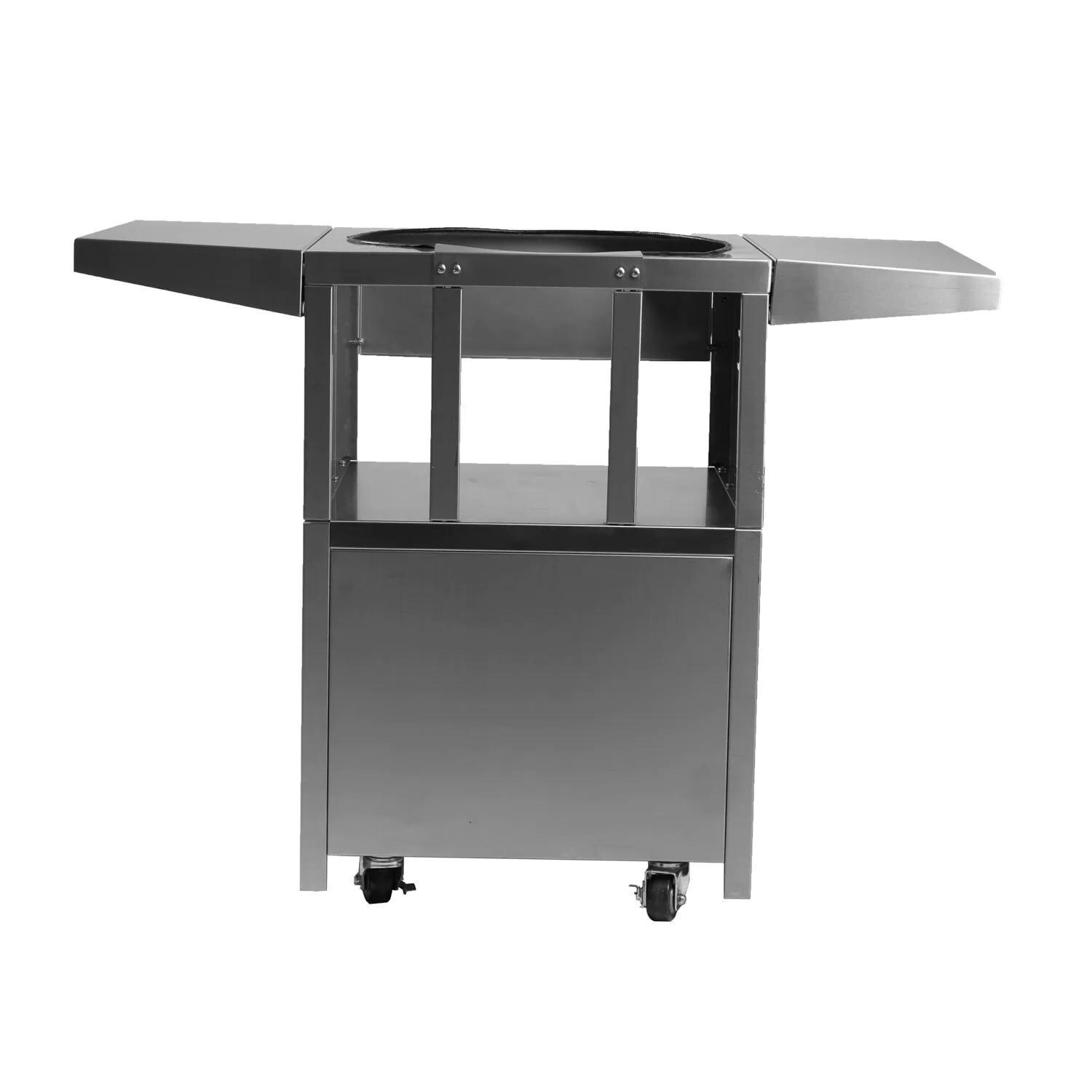 Blaze BLZ-20-KAMADO 20-Inch Cast Aluminum Kamado Grill On Stainless Steel Cart - Back View thumbnail