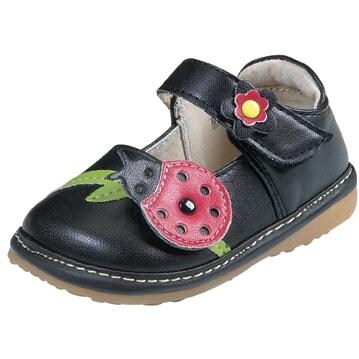 Squeak Me Shoes Girls Black Ladybug Girls Toddler Shoe Size 4 BBQGuys