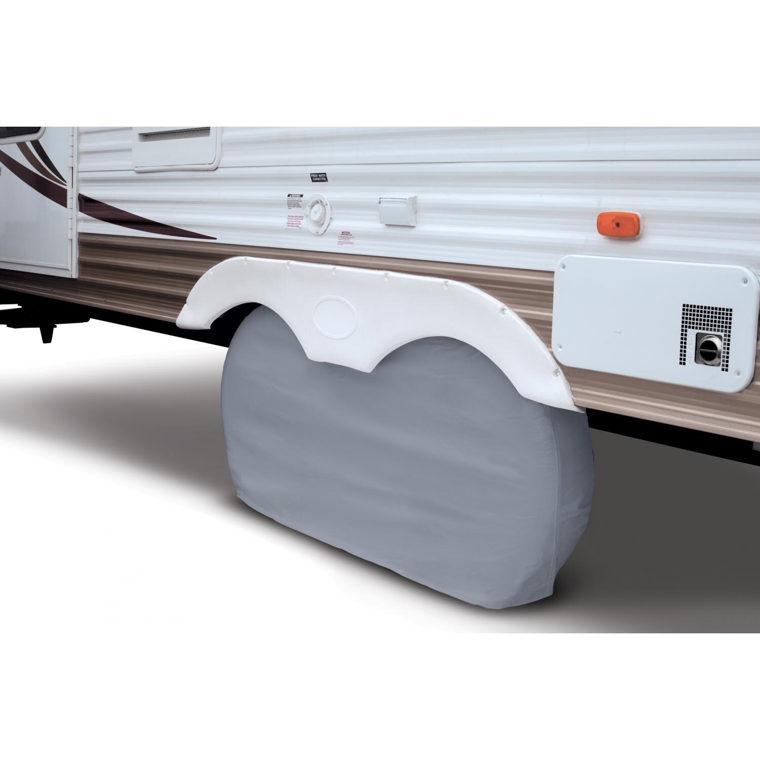 Classic Accessories RV Dual Axle Wheel Covers - White - Small